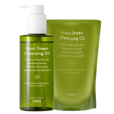 Purito From Green Cleansing Oil Набір 200 мл + 200 мл — Набір гідрофільна олія для зняття макіяжу та очищення обличчя + Рефіл гідрофільної олії