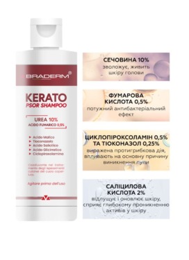 Braderm Kerato Psor Shampoo 150 мл — Шампунь от перхоти и себорейного дерматита с мочевиной