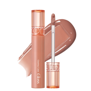 Rom&nd Glasting Color Gloss 02 Nutty Vague — Стійкий блиск для ефекту скляних губ в нюдово-бежевому відтінку
